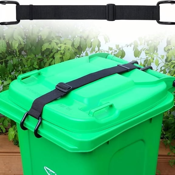 Metal Double Claw Trash Can Lid Lock, Adjustable Anti-Slip Strap, Animal & Wind Proof for Outdoor Garbage Cans2-pack