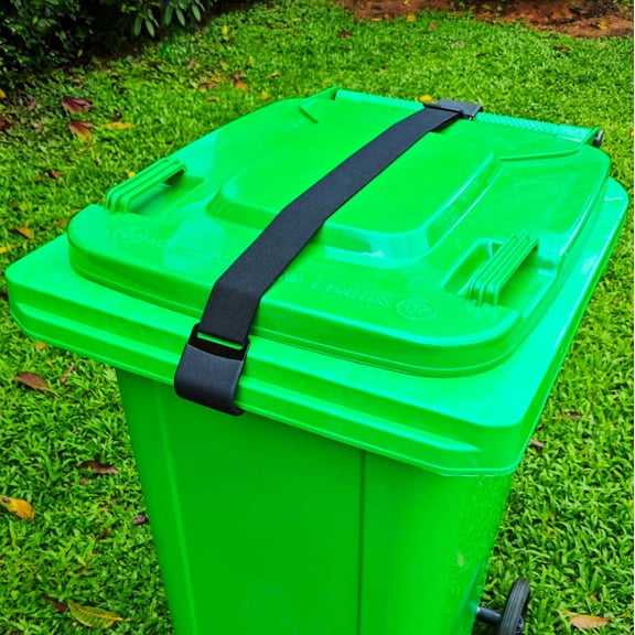 Metal Double Claw Trash Can Locks Strap For Animals,Universal Trash Can Lid Lock 1PC,Adjustable Garbage Can Lid Locks Security Strap,Trash Can Bungee Cord Belt Rope For Outside Raccoon,Trash Bin Lock