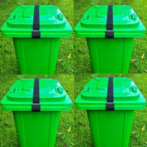 Metal Double Claw Trash Can Locks Strap for Raccoon AnimalsUniversal for 28-96 Gallons Trash Can Lid Lock Black 4Pcs Adjustable Anti-rust Coating Garbage Can Bungee Cord Belt Rope Outdoor Hook-on