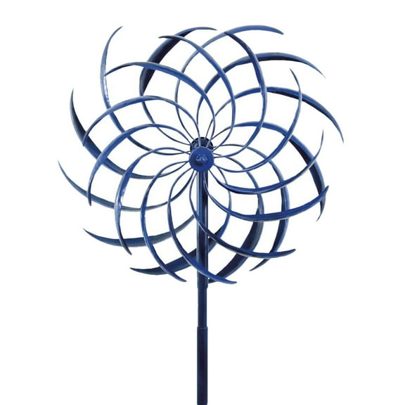 Metal Double Pinwheel Kinetic Wind Spinner Unique Rustic Lawn Art Yard Sculpture