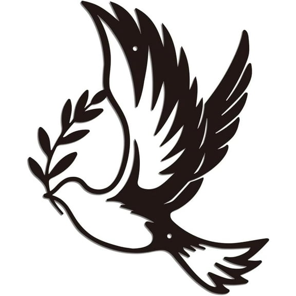 Metal Dove of Peace Wall Art Decor Dove Iron Wall Art Hanging Decor Signs for Home Olive Branches Peace Dove Animals Wall Sculpture Statues Decor Gift for Living Room 9.76x11.81 Inch Dove