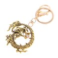 thumbnail image 1 of Metal Dragon Keychain Rabbit Foot Keychains Rings Locket Golden, 1 of 8