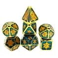 thumbnail image 1 of Metal Dragon Scale Metallic Green and Yellow Dice Set with Pouch and Display Box, 1 of 4