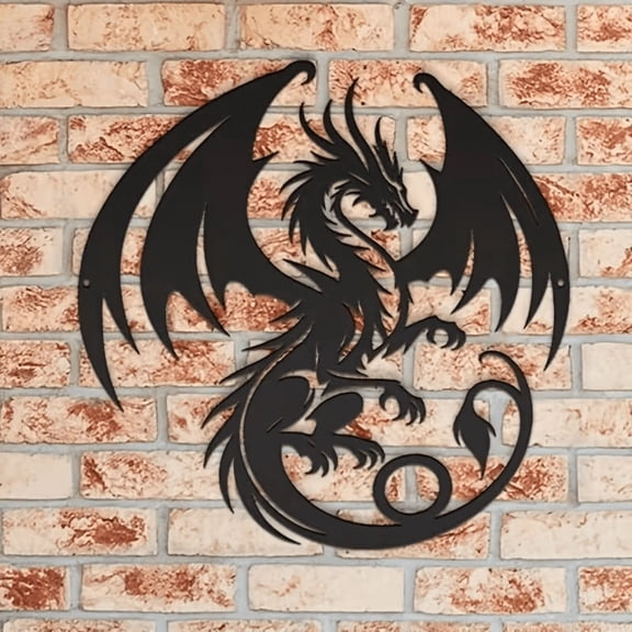 Metal Dragon Wall Art, Simple Flying Dragon Iron Wall Decor for Living Room