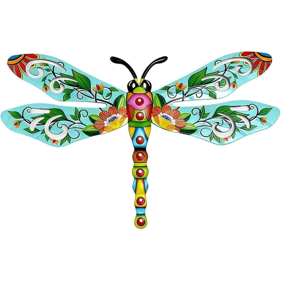 Metal Dragonfly Wall Decor,Metal Dragonfly Wall Decor,15inch Metal Dragonfly Wall Hanging Sculpture Decor for Outdoor,Hanging Decorations for Living Room, Bedroom(1pc - LI -blue)