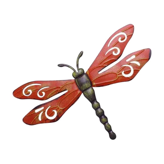 Metal Dragonflys Wall Hanging,Waterproof Sun Resistants Fade Resistants Decor for Porch Garden Yard Backyard Living Room Red