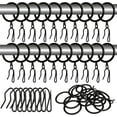 thumbnail image 1 of Metal Drapery Curtain Rings - 32 Pieces Curtain Hanging Rings and 32 Pieces Metal Curtain Hooks for Window Door Shower Curtain, 30 mm Internal Diameter Sliding Eyelet Curtain Rod Rings (Black), 1 of 4