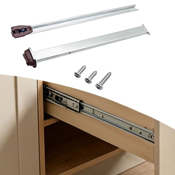 Metal Drawer Slide Replacement Kit, Dresser Nightstand Track Rail Support Plate, Furniture Drawer Repair Hardware, Bottom Mount Drawer Slides