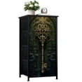 thumbnail image 1 of Metal Dresser for Bedroom with 4 Storage Drawers Ornate Golden Key Green Baroque Door Intricate Vintage Dressers Chest of Drawers Steel Framed Fabric Closet Organizers for Dorm Entryway, 1 of 8