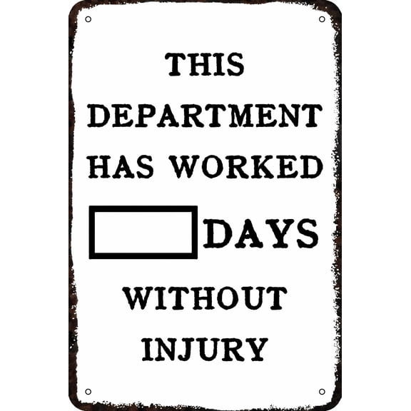 Metal Dry Erase Days Without Injury Vintage Tin Sign - 8"x12", Funny Wall Decor for Home, Man Cave, Bedroom, Bar, Bathroom