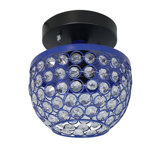 Metal Dual Ring Crystal Flush Mount Ceiling Lamp Light, Semi Globe Light | For Hallway Light Fixture Ceiling Flush Mount | Modern Hanging Lamps, For Home, Living Room, Office, Bedroom