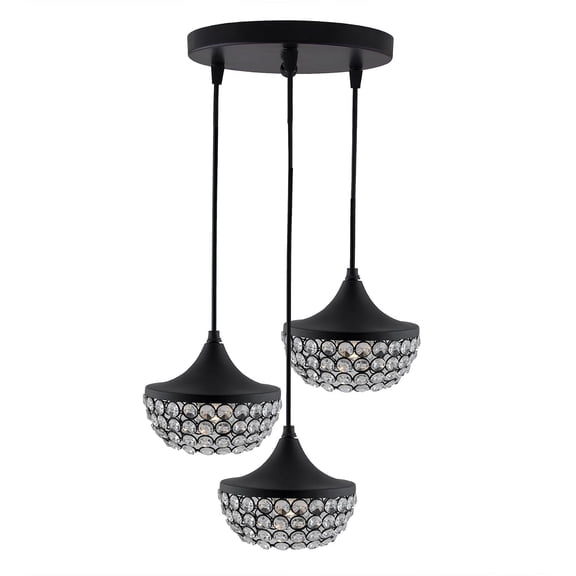 Metal Dual Ring Crystal Pendant Lighting, Flush Mount Ceiling Light - 3 Light Round | Hanging Ceiling Light Fixture, Hallway Light Fixture | Pendant Chandelier, Ceilings Flush Mount, Bedroom