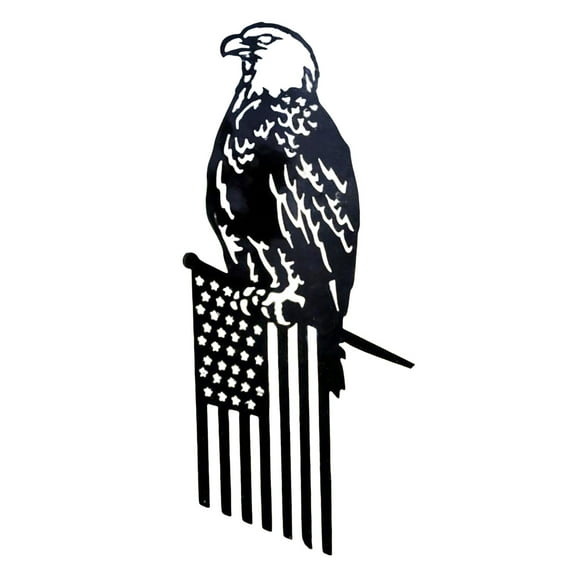 Metal Eagle Flag Tree Stake, American Flag Design Garden Stake, Majestic Ornament & Yard Art, Outdoor Ornaments