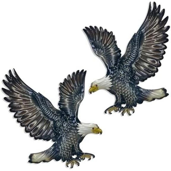 Metal Eagle Wall Decor Outdoor Garden Hanging Art Garden Sculptures Home Theme Decorations for Living Room, Bedroom, Yard, Fence and Patio - 2 PCS$$Garden & Patio