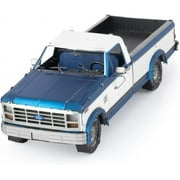 طقم طراز شاحنة بيك اب فورد F-150 موديل 1982 باللونين الأزرق والأبيض، طراز فولاذي متوسط الصعوبة من شركة Metal Earth