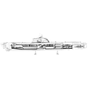 Model Kit German U-Boat Type XXI Submarine (Challenging Difficulty) Steel Model by Metal Earth