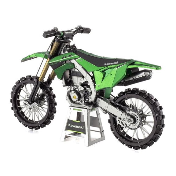 Model Kit Kawasaki KX450 Off-Road Motorcycle Green (Challenging Difficulty) Steel Model by Metal Earth
