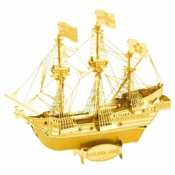 Model Kit Golden Hind Galleon Gold Version (Moderate Difficulty) Steel Model by Metal Earth