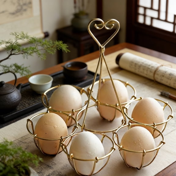 Metal Egg Holder Tray, Countertop Egg Storage Rack, Decorative Egg Basket Stand for Kitchen Tabletop, Food Photography Prop and Easter Display Centerpiece