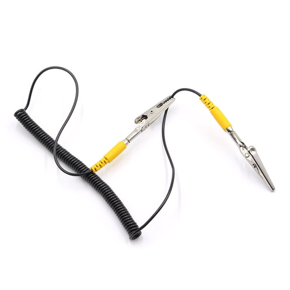 Metal Electrostatic Grounding Cable with Double Clip Coiled Cord Male to Female Accessories