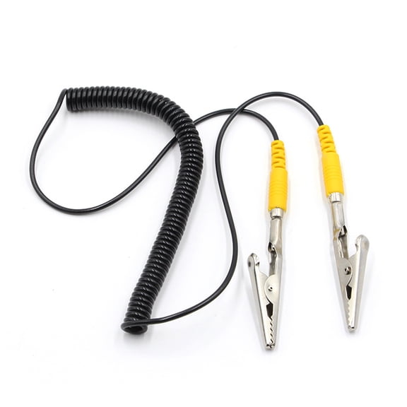 Metal Electrostatic Grounding Cable with Double Clip Coiled Cord Male to Female Accessories