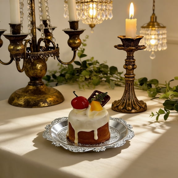 Metal Embossed Decorative Tray for Vanity, Dessert and Snack Serving, Holder Catchall Dish for Bedroom, Kitchen, Entryway