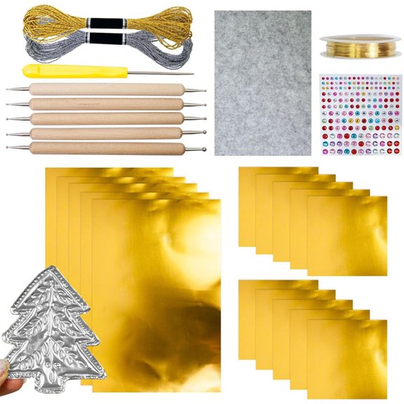 Metal Embossing Art Kit - Shimmer Crafting Accessory, Artistic Project Kit,Handmade Design Set for-,Gold
