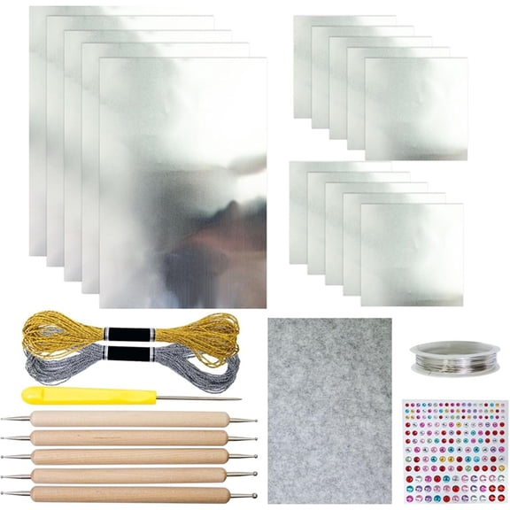 Metal Embossing Art Kit - Shimmer Crafting Accessory, Artistic Project Kit,Handmade Design Set for-,Silver