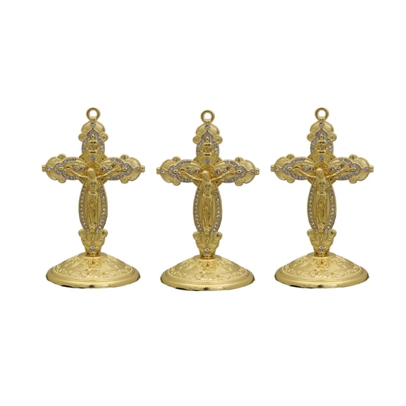 Metal Enameled Crucifix Craft For Religious Display Office Desk Automotive Decorative Art