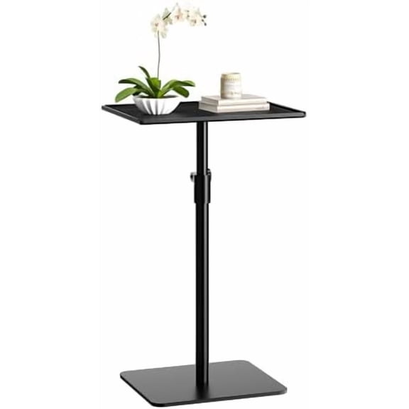 Metal End Table, Height Adjustable Side Tables Living Room, Small Side Table for Small Spaces with Matte Black Tray, Square Drink Coffee Tables Sofa Table for Bedroom, Sofa Tray Table Indoor