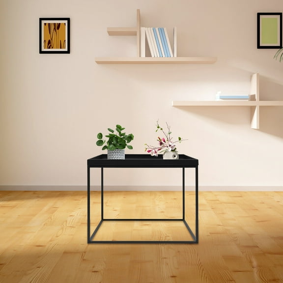 Metal End Table, Sofa Table Small Square Side Tables, Anti-Rust and Waterproof Outdoor & Indoor Snack Table, Accent Coffee Table,H18.5" xD24"