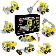 Metal Engineering Vehicles Model kit, 180 PCS Erector Sets for Boys Age 8-12, 4 Models Construction Vehicles Learning Toy Metal Models