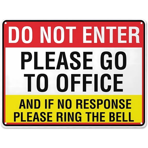 Metal Do Not Enter Please Go To Office W Art Decor Sign - 12×8 Inches, Rust-Free Aluminum Pre-Drilled Holes, Weather-Resistant House Office Yard Decor
