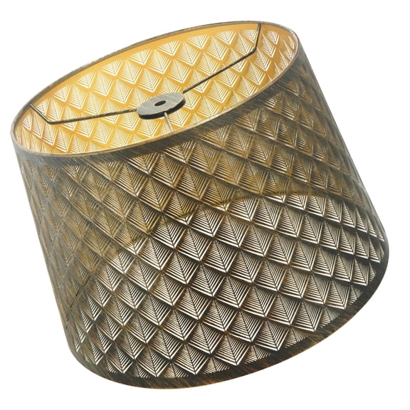 Metal Etching Arrow Lamp Shade, SWAIFDEE Drum Lampshade for Table Lamps and Floor Lamps, Unique Arrow Design, Antique Bronze Gold Plating 10" Top X 12" Bottom X 8" High, Spider Fitter