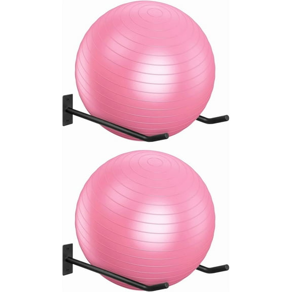 Metal Exercise Ball Holder Wall Mount(Set of 2),Black Yoga Ball Stand Holder,Stability Ball Holder for Yoga Balls in Home Gym or Studio