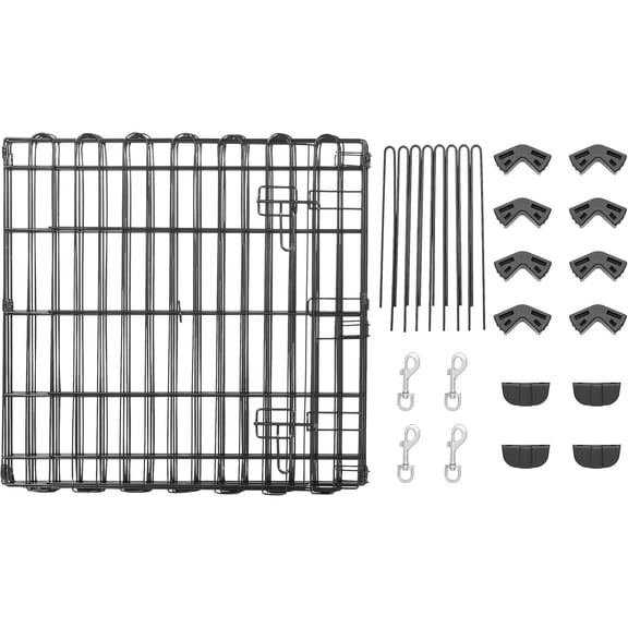 Metal Exercise Puppy / Dog Playpen - Indoor/Outdoor, Single Door, Extra Small (8 Panels, 24 x 24), Easy to assemble and store, 24" - Puppy, Black