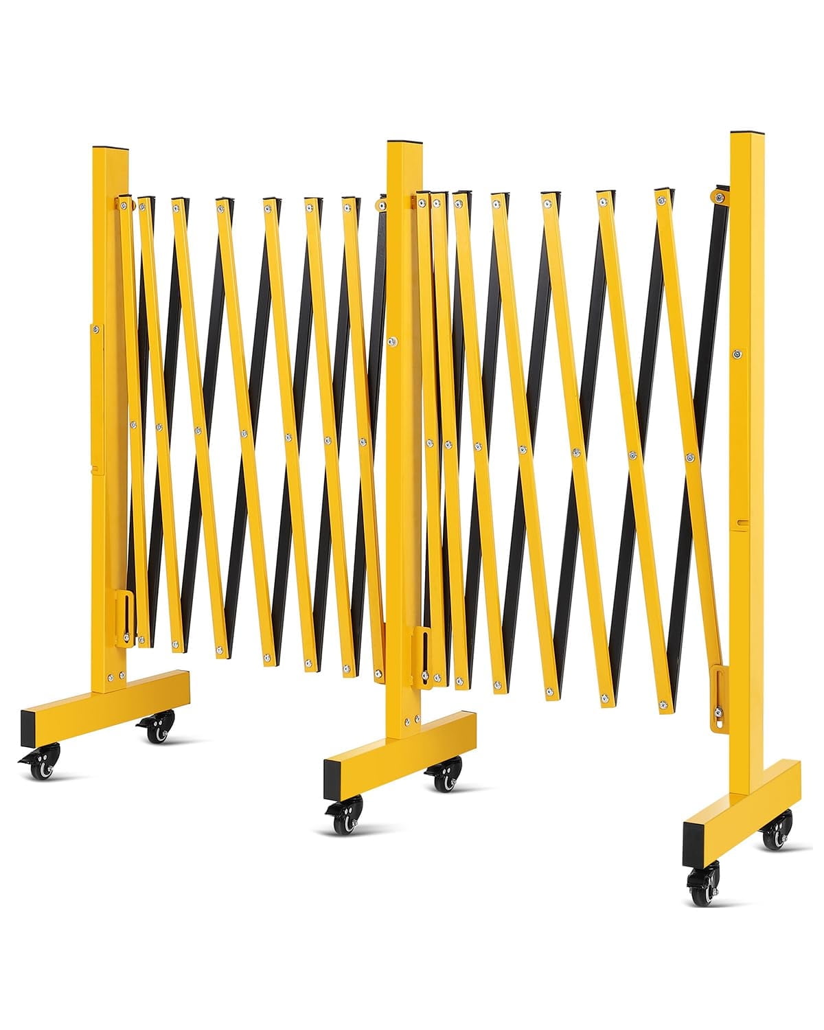 Metal Expandable Barricade Gate Outdoor, 16FT Folding Safety Barrier Gate, Portable Traffic Barricade Fence
