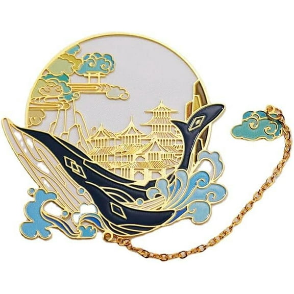 Metal Exquisite Bookmarks, Chinese Style Whale Book Markers, Gold Cutout Retro Bookmark, Cool Reading Book Lovers Gifts for Readers Girls Women Boys Kids Men Best Friend