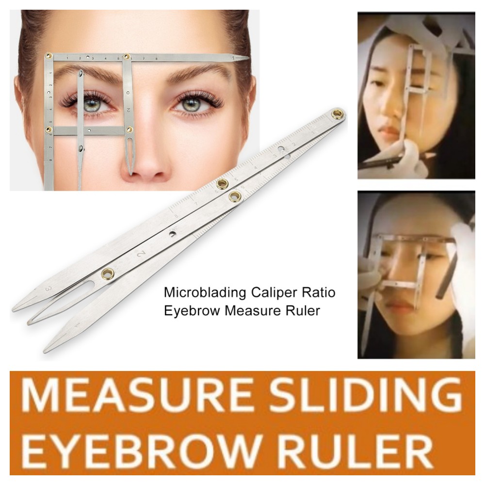 Metal Eyebrow Ruler Eyebrow Measuring Ruler 3 Point Positioning Golden