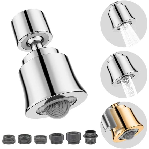 Metal Faucet Aerator Extender - Dual Modes Sink Sprayer Attachment for Bathroom - 360° Swivel Kitchen Sink Nozzle - Tap Head Replacement with 55/64'' Female Thread - Anti-clogging Design
