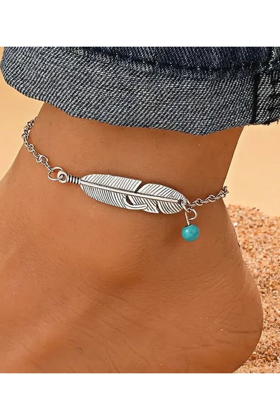 Metal Feather Anklet