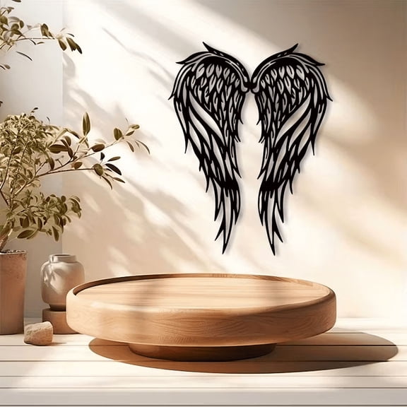 Metal Feather Wing Wall Art, Black Powder Coated Iron Wall Decor for Indoor Home Spaces