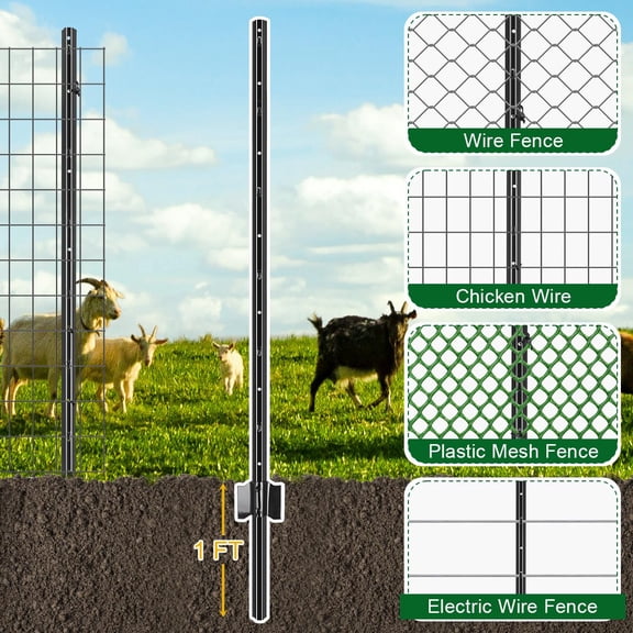 Metal Fence Post 3 Feet Pack of 10