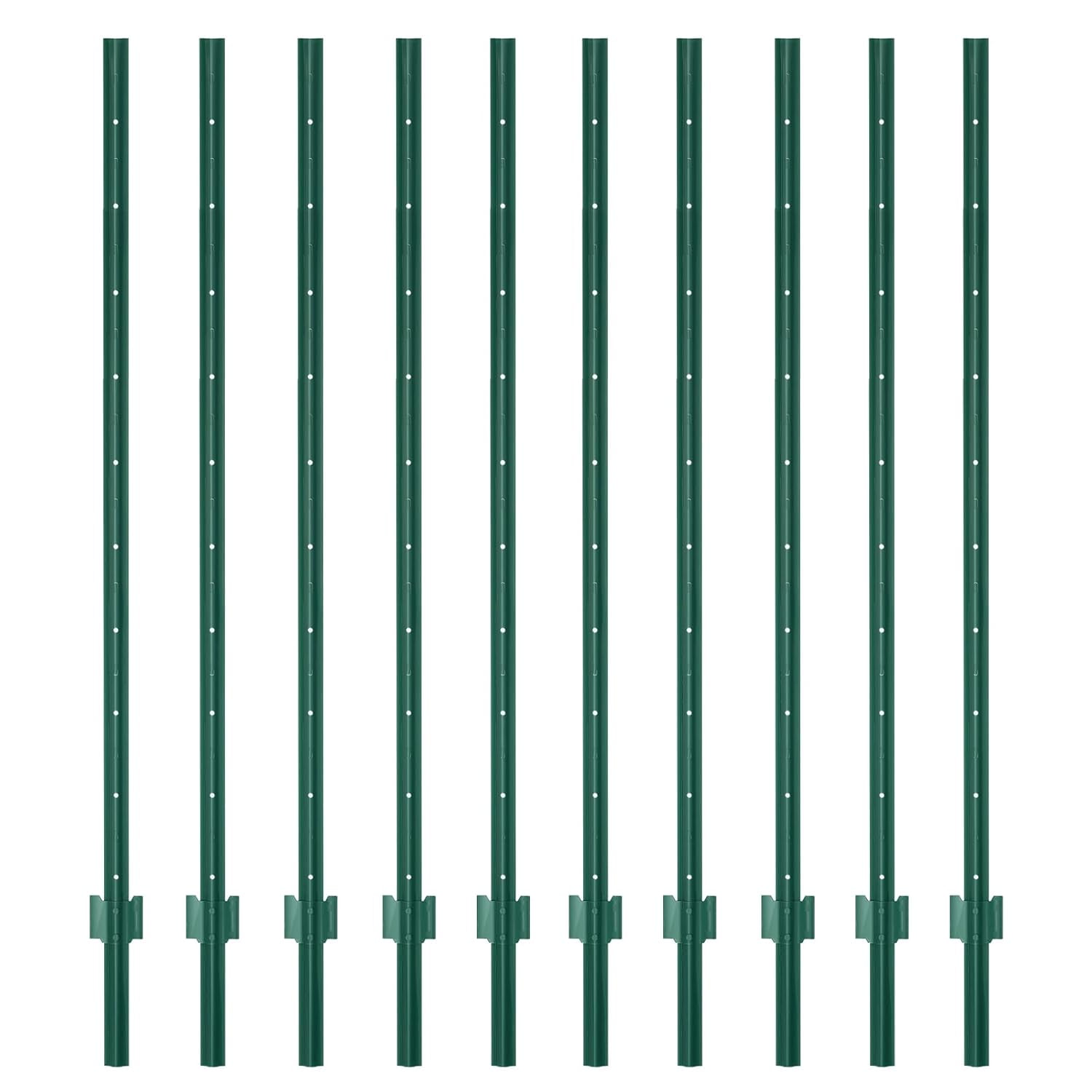Metal Fence Post,6 Feet 10 Pack Heavy Duty Garden Fence Post,Steel