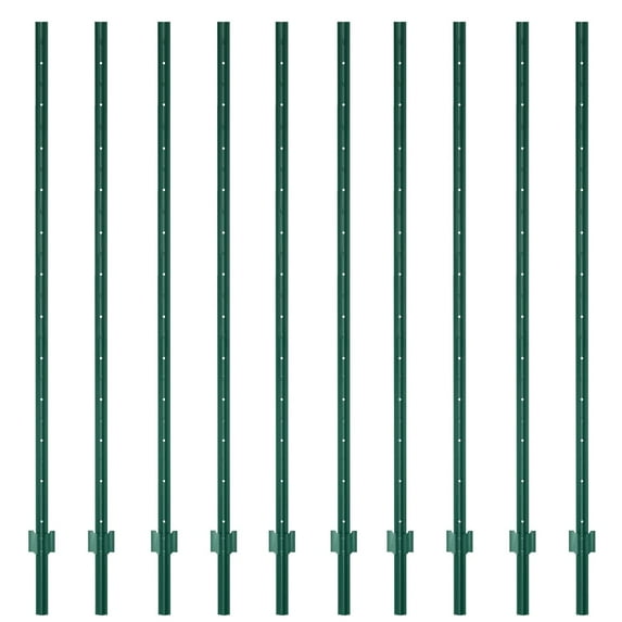 Metal Fence Post,7 Feet 10 Pack Heavy Duty Garden Fence Post,Steel Fence Post with U-Channel,No Dig U Pointed Bottom Fence Posts,Corner Anchors for Yards,Lawns and Gardens