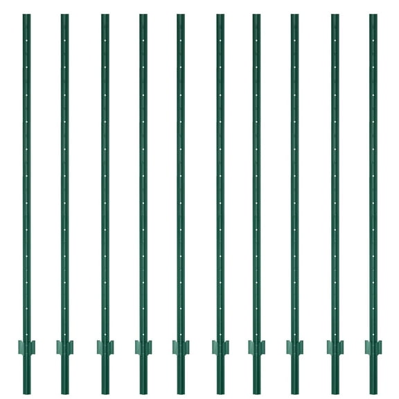 Metal Fence Post,7 Feet 10 Pack Heavy Duty Garden Fence Post,Steel Fence Post with U-Channel,No Dig U Pointed Bottom Fence Posts,Corner Anchors for Yards,Lawns and Gardens