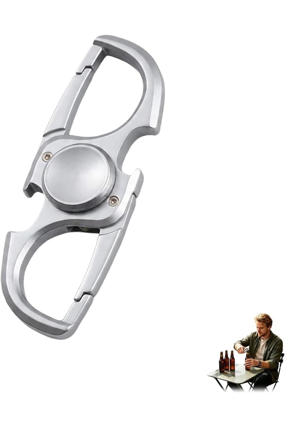 Metal Fidget Spinner Keychain, 3 in 1 EDC Bottle Opener Stress Toy for Men, Smooth Spin Car Key Pendant for Dad Husband(xxw)