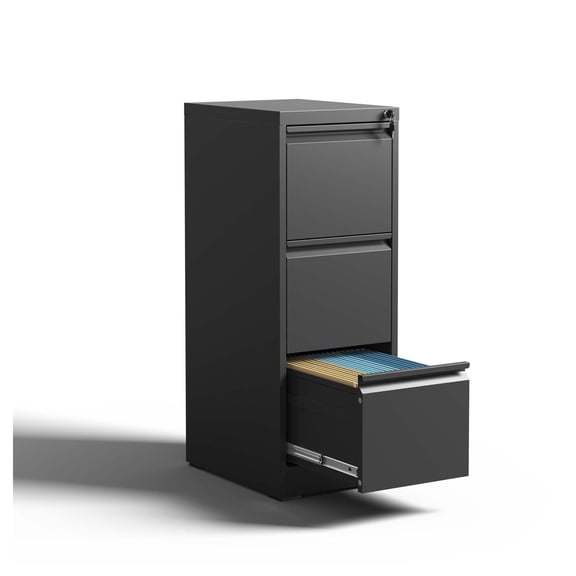 Metal File Cabinet 3 Drawer, Vertical Steel File Cabinet with Lock