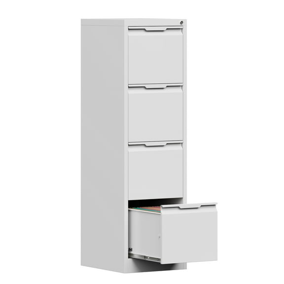 Metal File Cabinet with Lock, 4 Drawer Filing Cabinet Office, Locking Vertical Filing Cabinet for A4/F4/Lagel/Letter Assembly Required (White, 4 Drawer)