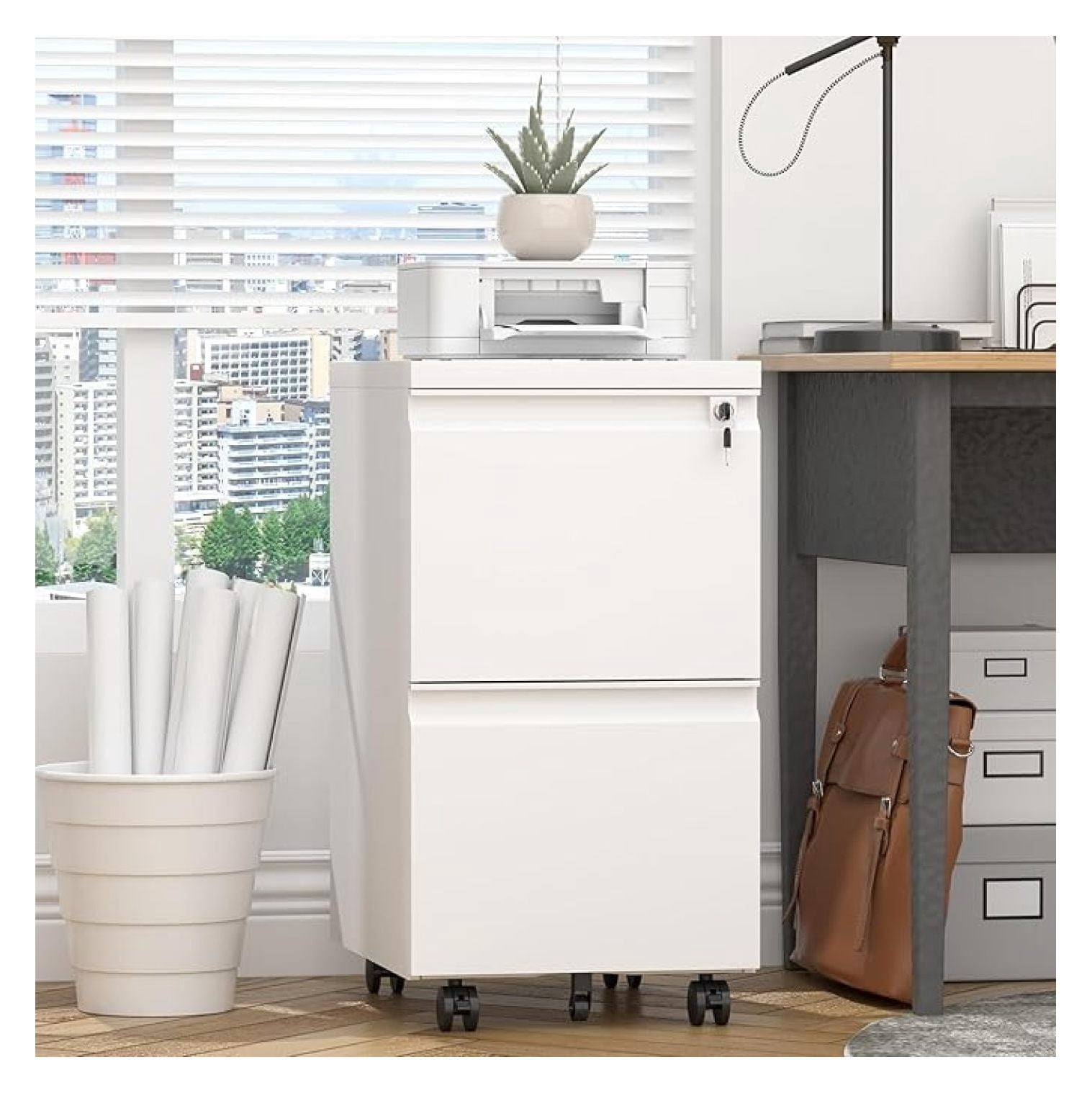 Metal File Cabinet, Small Storage Cabinet with Lock, 2 Drawer File ...